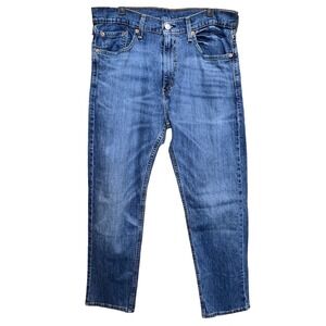 Levi's 505 Mens Size 33x30 Regular Fit Straight Leg Whiskered Blue Jeans